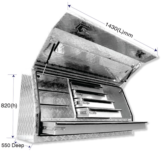 29353 - 5 Drawer 1430x550x820mm Aluminium Ute Tool Box