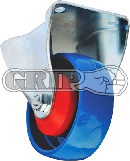 41978 - Grip 100mm  200kg Blue Nylon Wheel Castor Fixed Plate