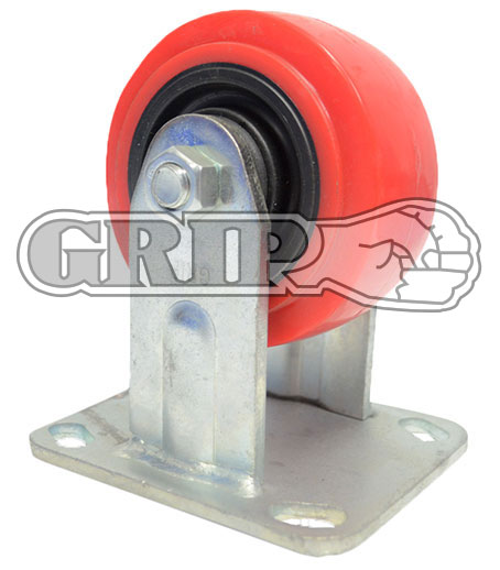 42091 - Grip 100mm 230kg Polyurethane on Polypropylene Wheel Castor Fixed Plate