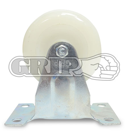43011 - Grip 100mm 145kg  White Nylon Wheel Castor Fixed Plate