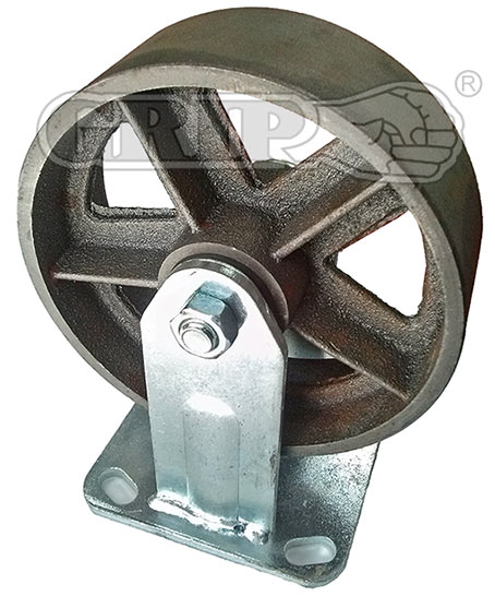 43029 - Grip 152mm 500Kg Cast Iron Wheel Castor Fixed Plate