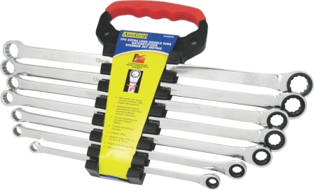 A88050 - 7 Pc Extra Long Double Ring  Ratchet/Fixed Spanner Set