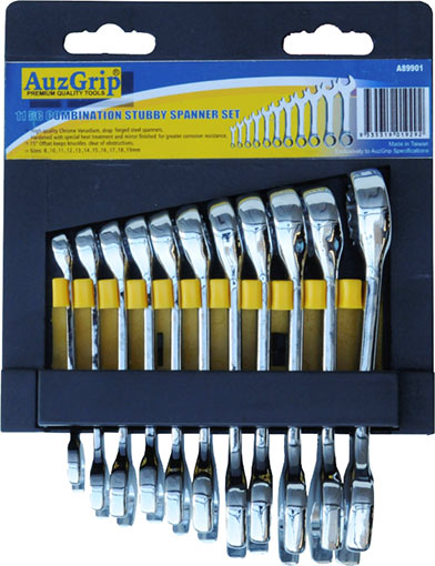 A89901 - 11 Pc Combination Stubby Spanner Set Metric
