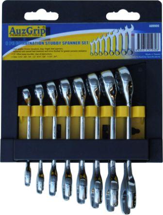A89906 - 8 Pc Combination Stubby Spanner Set SAE