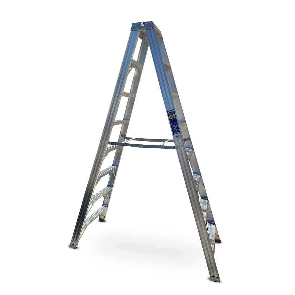 STADSL-8- 160kg Industrial 8 Step 2.4m Aluminium Double Sided Ladder