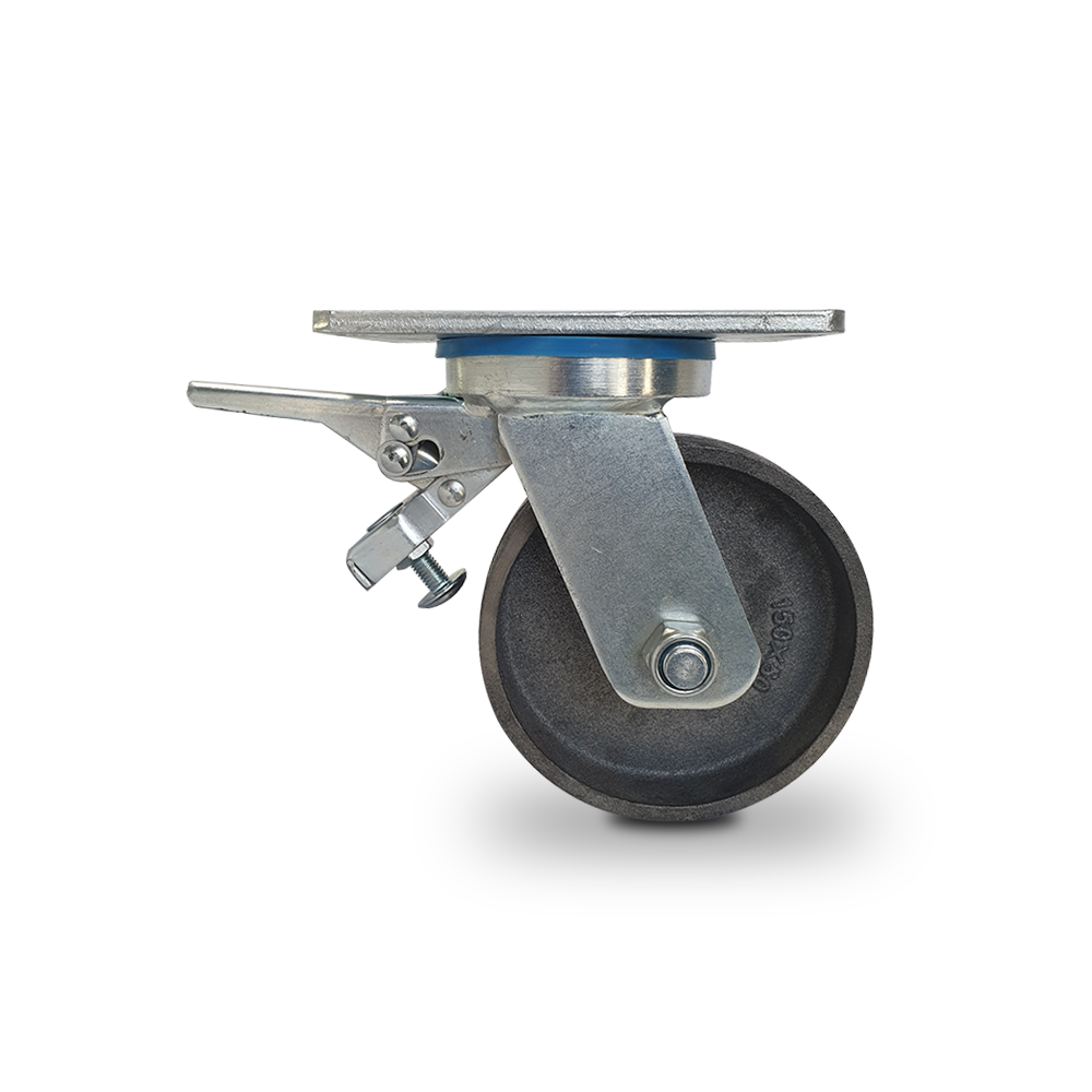 41903 Grip 150mm 600Kg SG Iron Wheel Waste Bin Castor Swivel Plate With brake