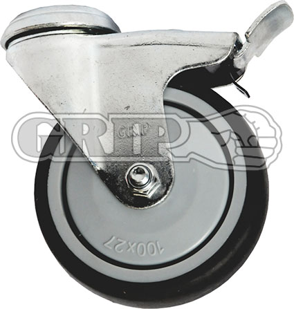 42015 - Grip 125mm 130kg Grey TPR On Polypropylene Wheel Castor Bolt Hole Swivel With Brake