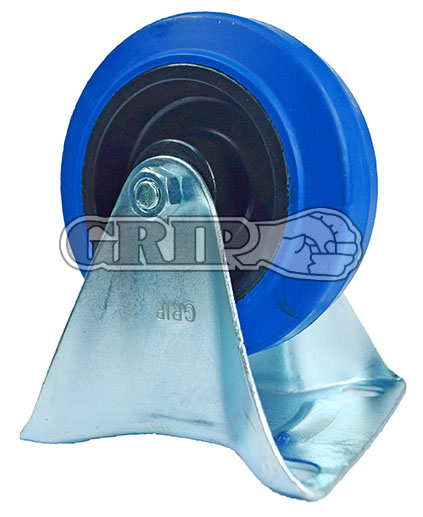 43001 - Grip 100mm 100kg Blue Elastic Rubber Wheel Castor Fixed Plate