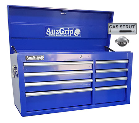 A00026 - Auzgrip Industrial 8 Drawer 42" Heavy Duty Chest Cabinet Blue