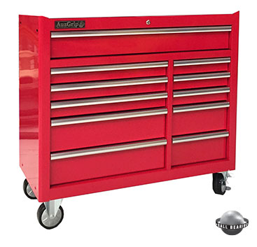 A00066 - Auzgrip Industrial 11 Drawer 42" Heavy Duty Roller Cabinet  Red