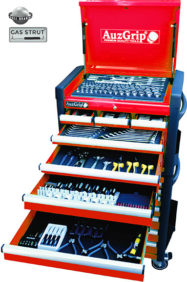 A76033 AuzGrip 302 Pc Metric/SAE Tool Kit With Chest & Roller Cabinet