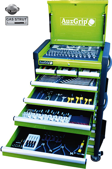 A76036 AuzGrip 302 Pc Metric/SAE Tool Kit With Chest & Roller Cabinet