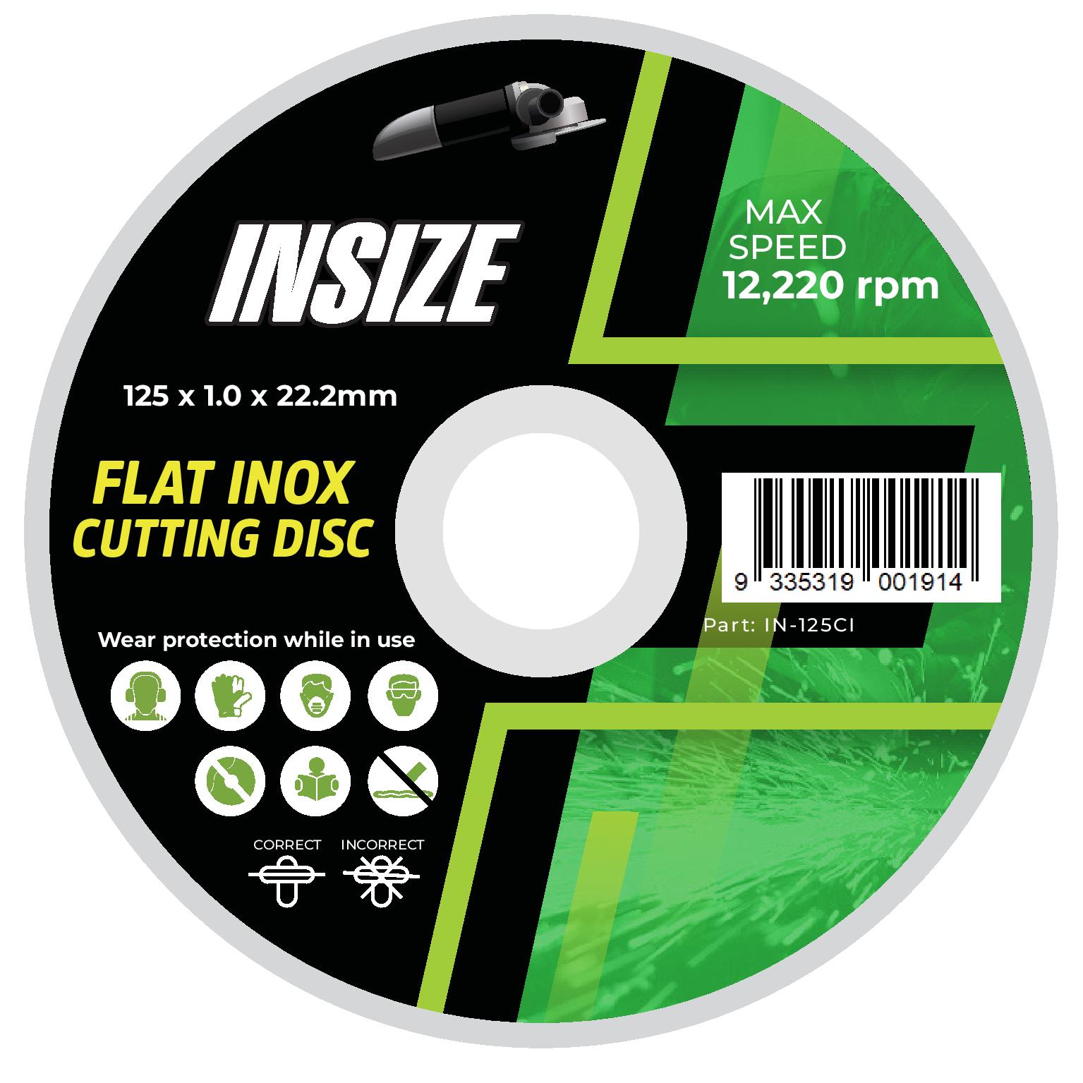IN-125CI 125 x 1.0 x 22.2mm Flat Inox Cutting Disc